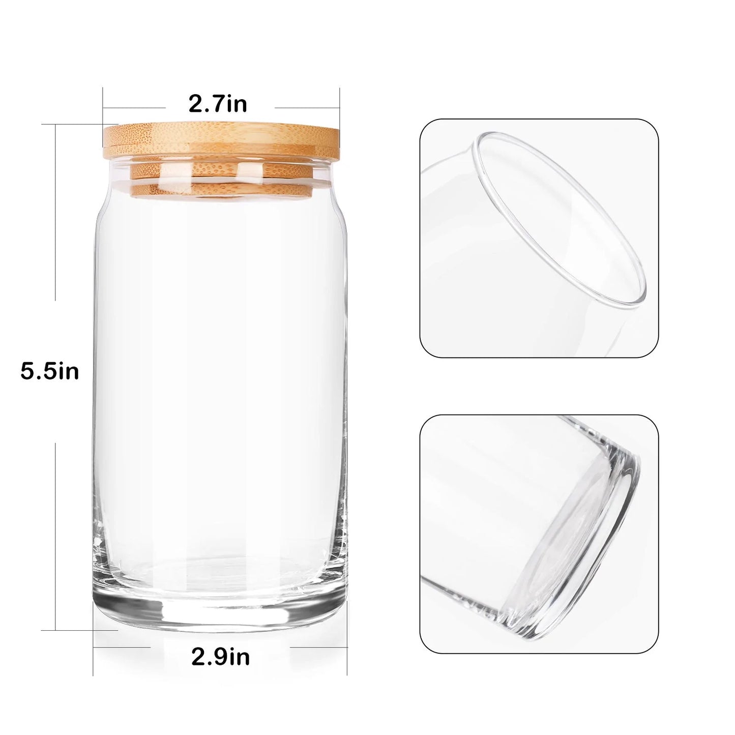 TeckWrap 16oz Beer Can Glass Tumbler with Bamboo Lid