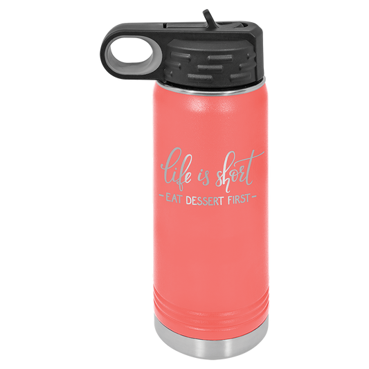 Coral 20 oz Etchable Water Bottle