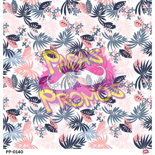 Papa's Promos Pink Tropical Leaves Opaque Vinyl PP-0140