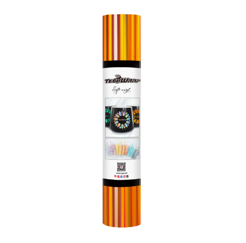 TeckWrap Holographic Glossy Rainbow Craft Vinyl Pumpkin Orange
