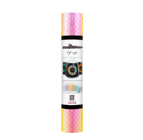 TeckWrap Opal Pattern Adhesive Vinyl Peach Yellow Mermaid Scales