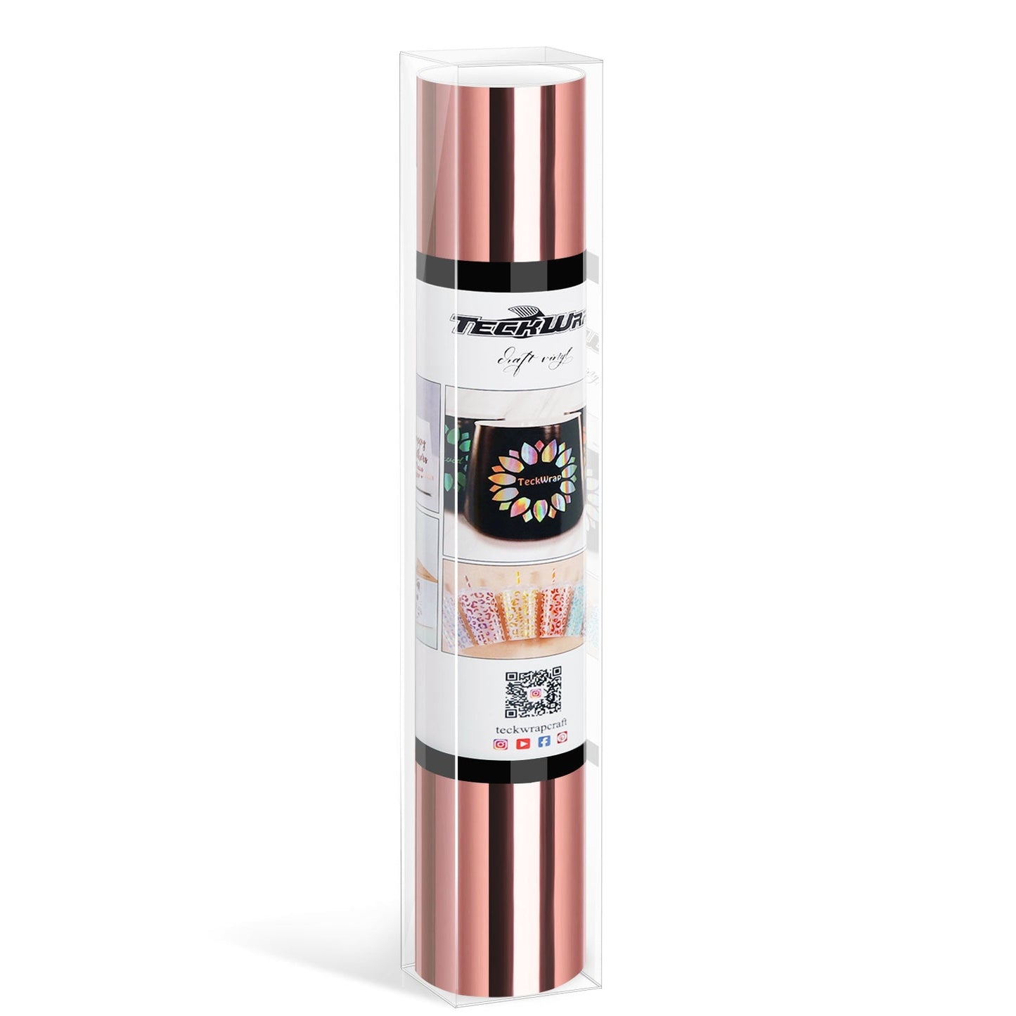 TeckWrap Adhesive Craft Vinyl Roll 13"x5ft Mirror Chrome Rose Gold