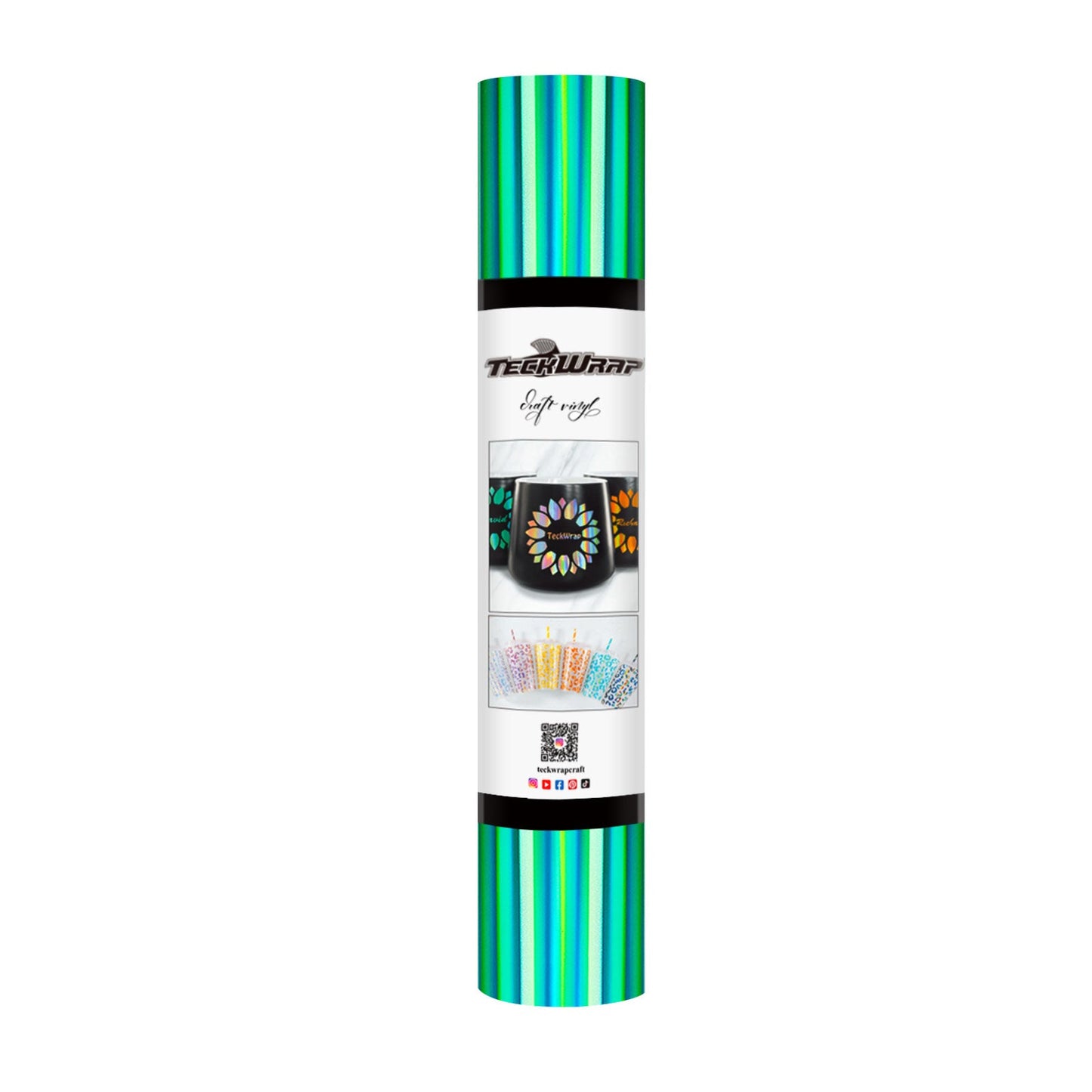 TeckWrap Holographic Glossy Rainbow Craft Vinyl Emerald Green