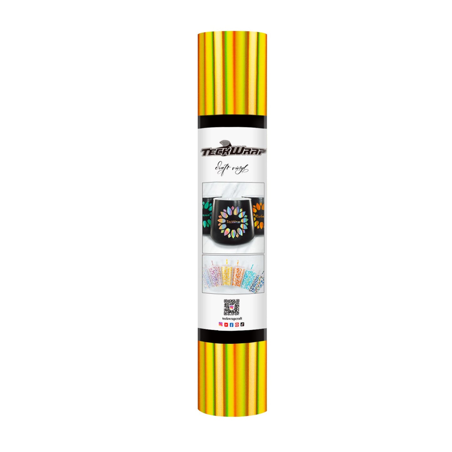 TeckWrap Holographic Glossy Rainbow Craft Vinyl Luxury Gold