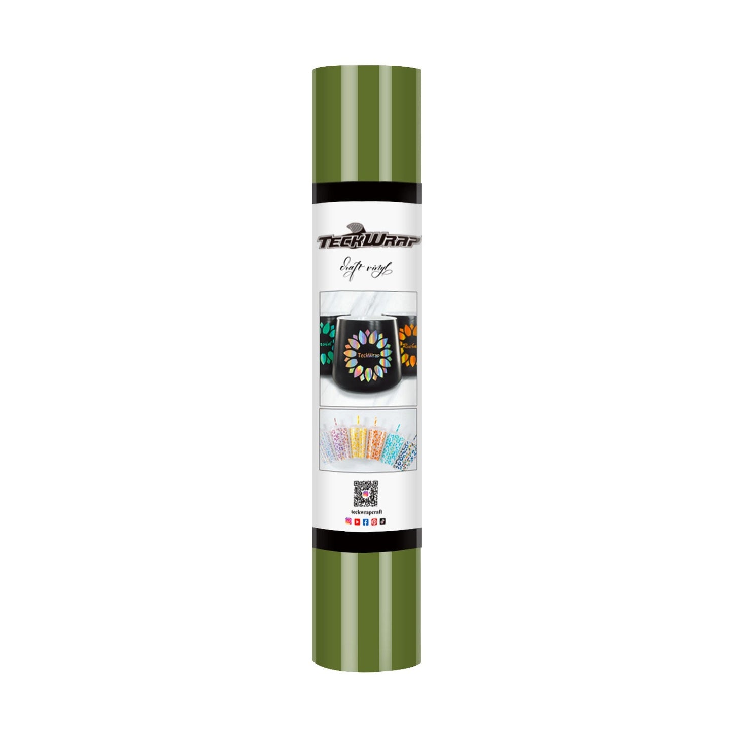 TeckWrap 001G Series 5ft Craft Vinyl Glossy Olive Green