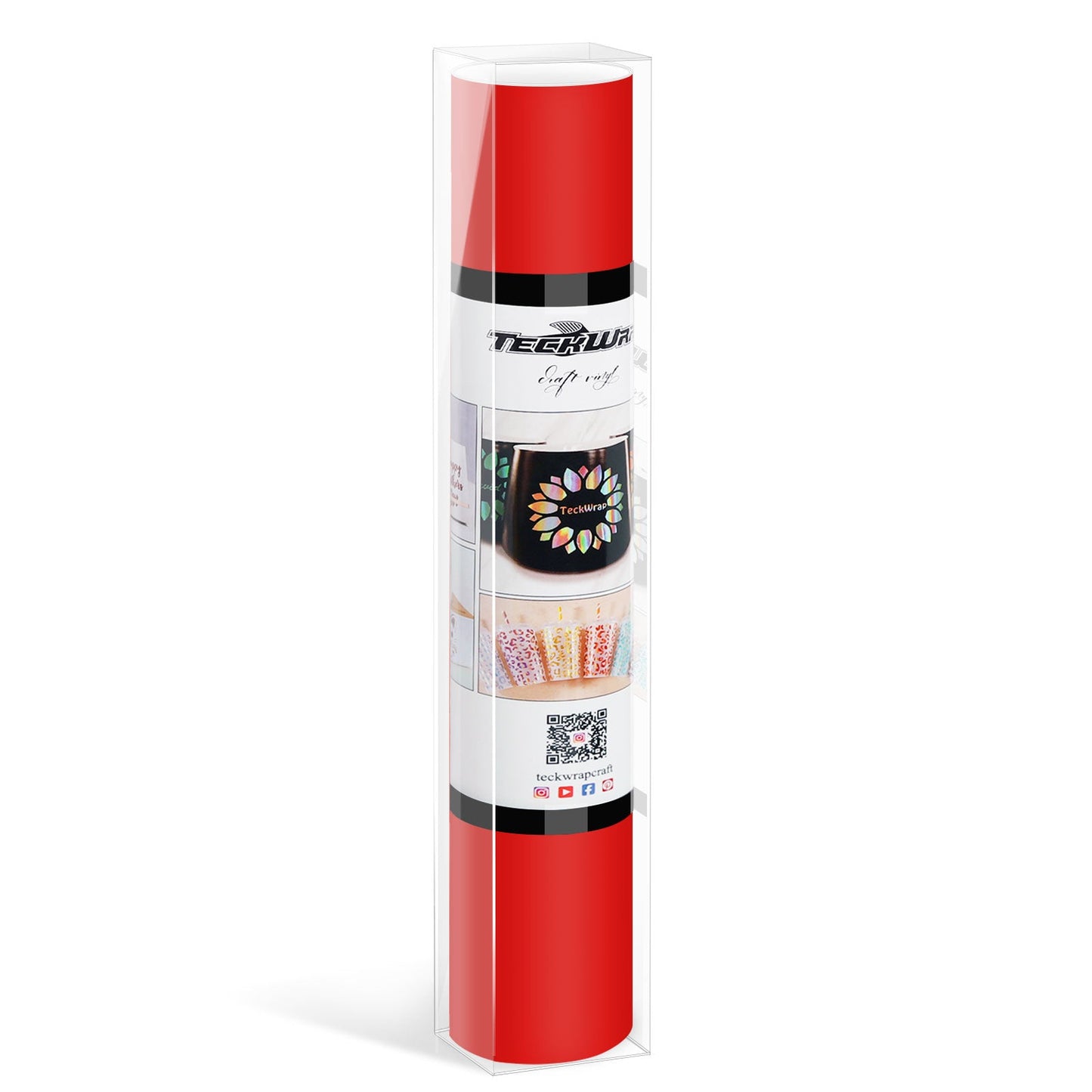 TeckWrap Adhesive Craft Vinyl Roll 13"x5ft Matte Pure Red