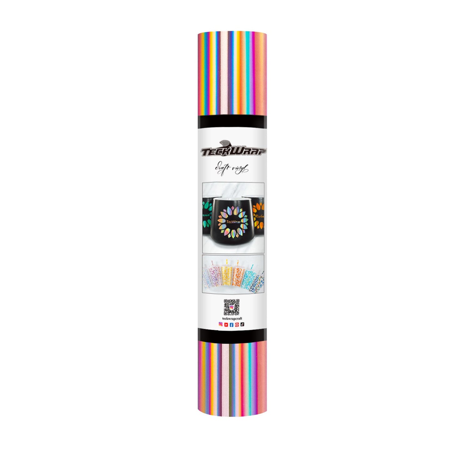 TeckWrap Holographic Glossy Rainbow Craft Vinyl Rose Gold
