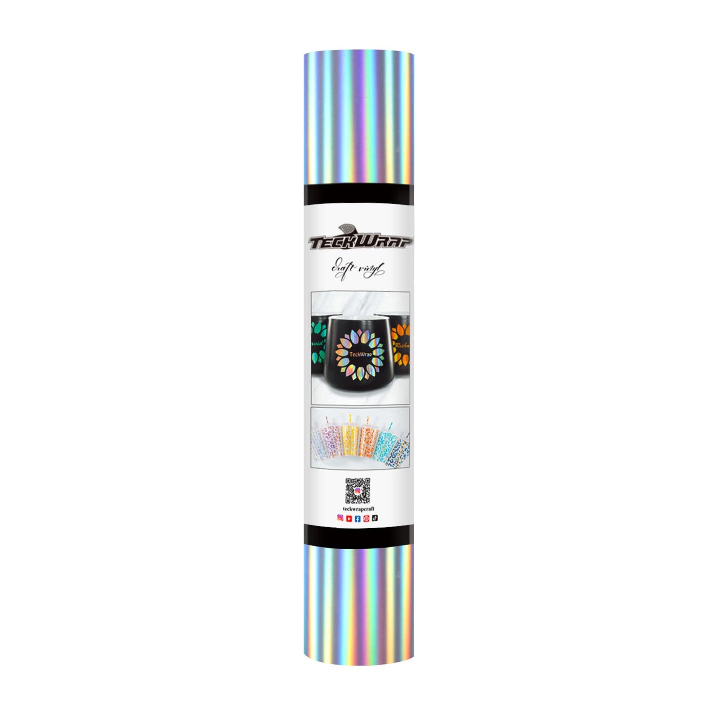 TeckWrap Holographic Glossy Rainbow Craft Vinyl Silver