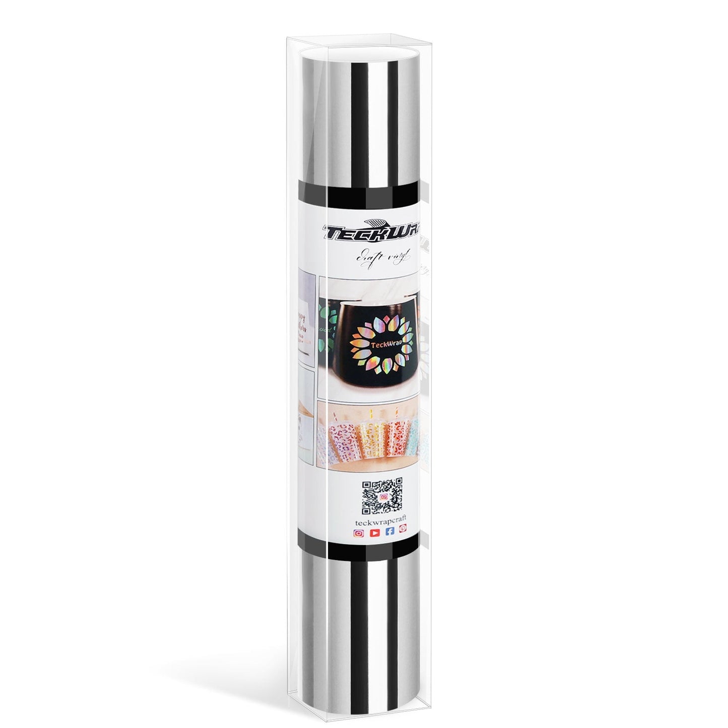 TeckWrap Adhesive Craft Vinyl Roll 13"x5ft Mirror Chrome Silver