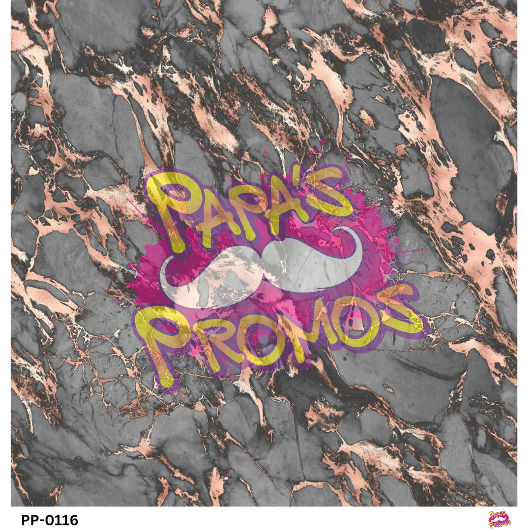 Papa's Promos Black and Rose Gold Marble Semi-Transparent Vinyl PP-0116