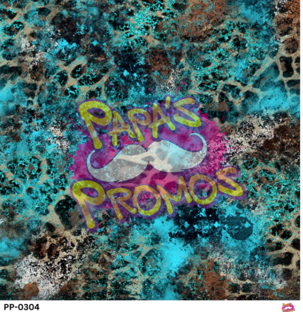 Papa's Promos Turquoise Leopard Grunge Opaque Vinyl O-PP0304