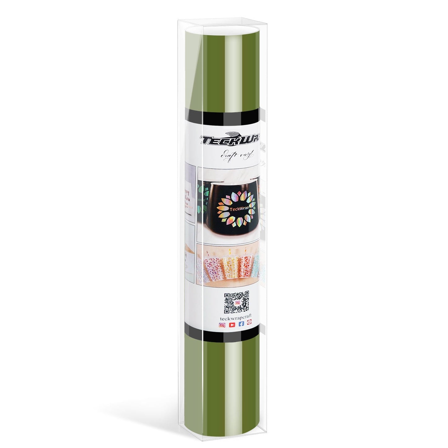 TeckWrap Adhesive Craft Vinyl Roll 13"x5ft Glossy Olive Green