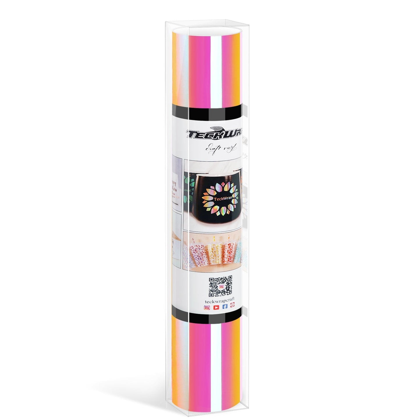 TeckWrap Adhesive Craft Vinyl Roll 13"x5ft Opal Peach Yellow Pink